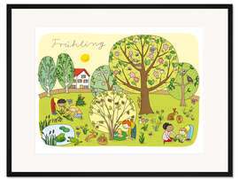 Gerahmter Kunstdruck Wimmelbild Frühling