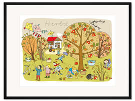 Gerahmter Kunstdruck Wimmelbild Herbst
