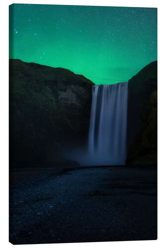 Lienzo Northen Lights above Skogafoss in Iceland