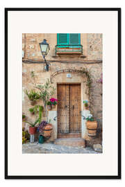 Gerahmter Kunstdruck Tür in der Altstadt von Valldemossa, Mallorca