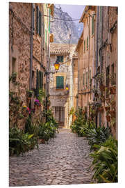 Hartschaumbild Gasse in der Altstadt von Valldemossa, Mallorca