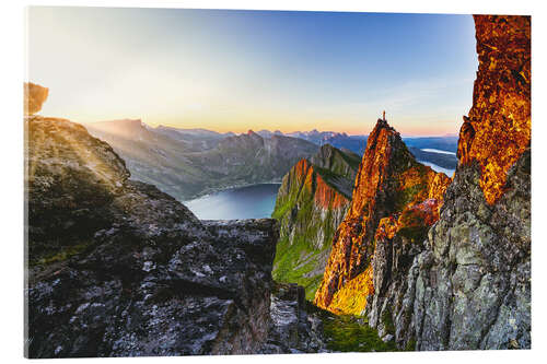 Acrylic print Sunrise on Husfjellet mountain, Senja