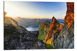 Alubild Sonnenaufgang am Berg Husfjellet, Senja