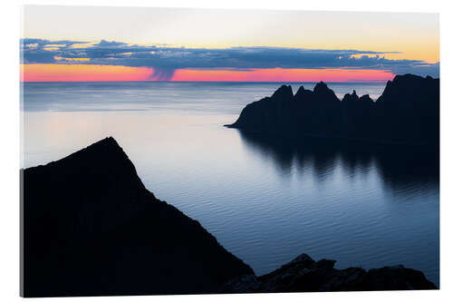 Tableau en verre acrylique Silhouettes of mountains, Senja island
