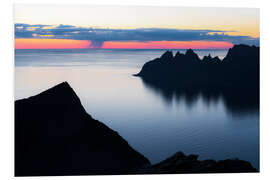 Quadro em PVC Silhouettes of mountains, Senja island