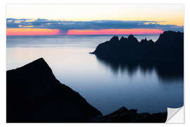 Naklejka na ścianę Silhouettes of mountains, Senja island