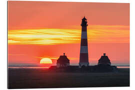 Gallery Print Sonnenuntergang am Leuchtturm Westerheversand