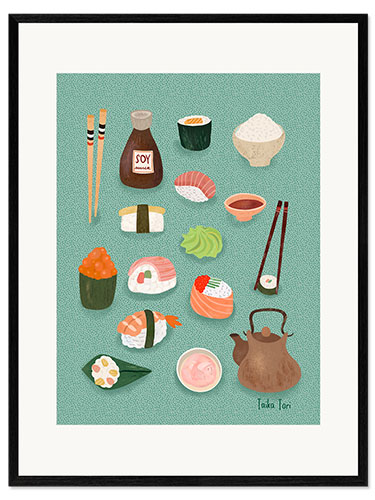 Gerahmter Kunstdruck Sushi-Auswahl