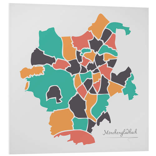 Foam board print Mönchengladbach, abstract city map