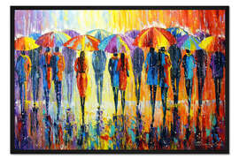 Gerahmter Kunstdruck Liebhaber Bemerken Keinen Regen, Sondern Bunte Regenschirme