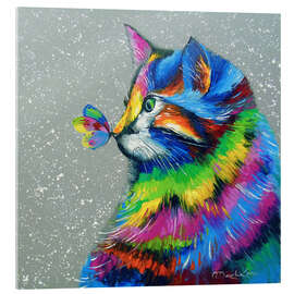 Akrylglastavla  Bright cat and butterfly - Olha Darchuk