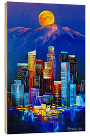 Wood print Night in Los Angeles