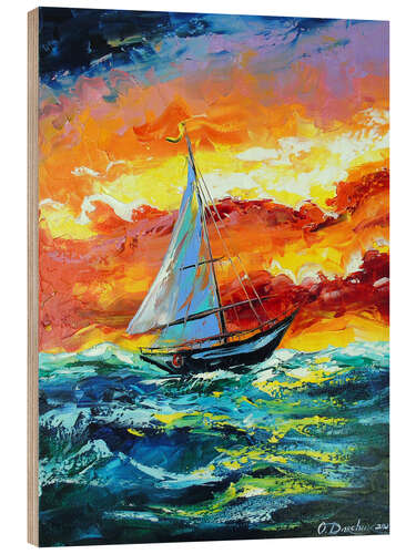 Wood print Storm at sea