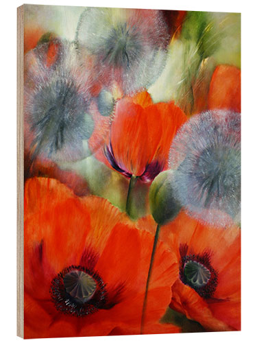 Cuadro de madera Poppies and dandelions I