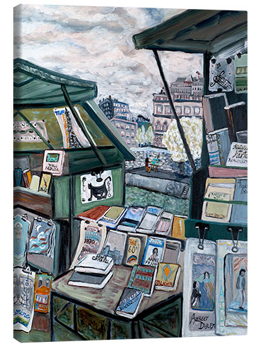 Stampa su tela Shops on Seine
