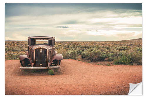 Selvklebende plakat Wreck in the desert