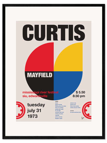 Ingelijste kunstdruk Curtis Mayfield Concert Poster