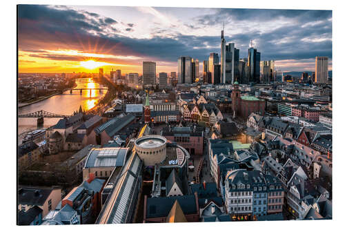 Aluminium print Frankfurt am Main, skyline at sunset