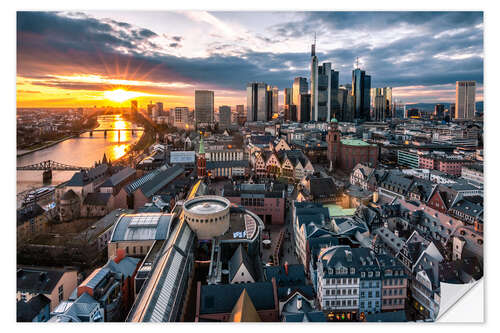 Autocolante decorativo Frankfurt am Main, skyline at sunset