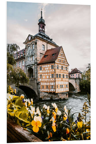 PVC-tavla Town hall Bamberg Bavaria with flowers