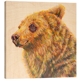 Wood print Berkley the Bodacious Grizzly Bear