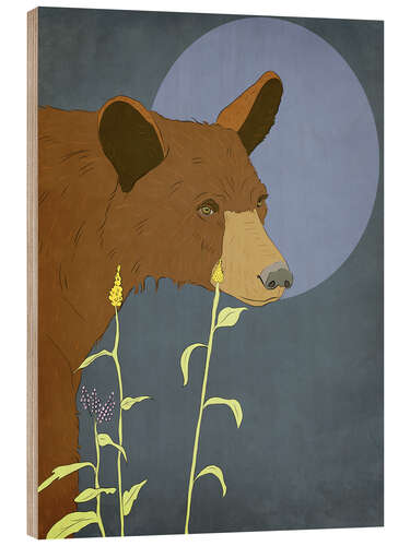 Wood print Grizzly Bear