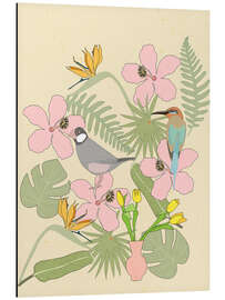 Aluminium print Tropical Birds and Flowers