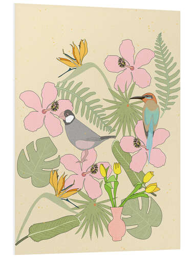 Stampa su PVC Tropical Birds and Flowers