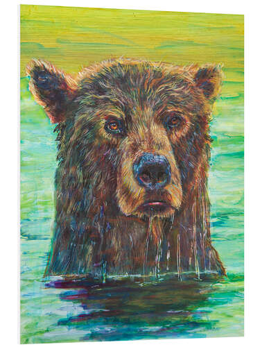 PVC print Grizzly bear taking a morning bath