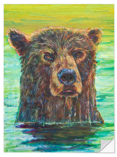 Vinilo para la pared Grizzly bear taking a morning bath