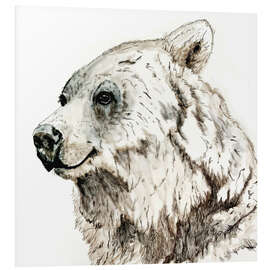 Foam board print Grizzly bear ink drawing