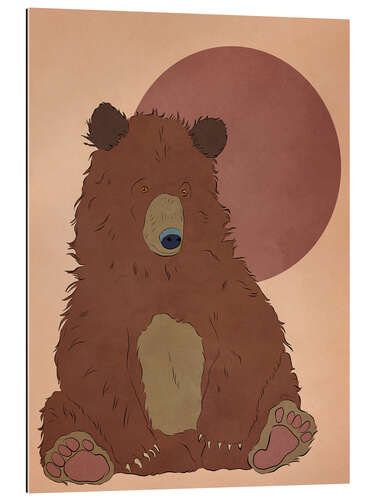 Stampa su plexi-alluminio Brown bear with sun