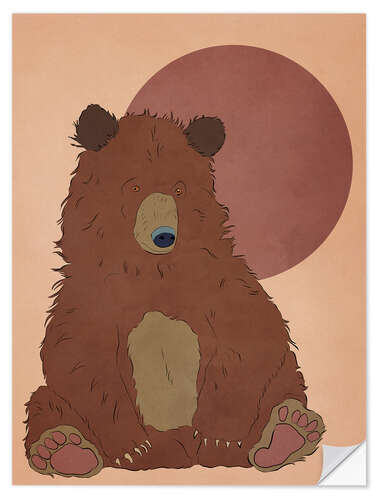 Wall sticker Brown bear with sun