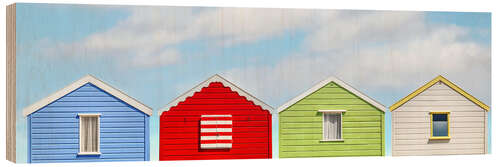Tableau en bois English beach huts