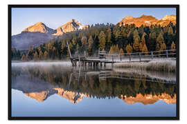 Gerahmter Kunstdruck Herbst am Stazer See im Engadin