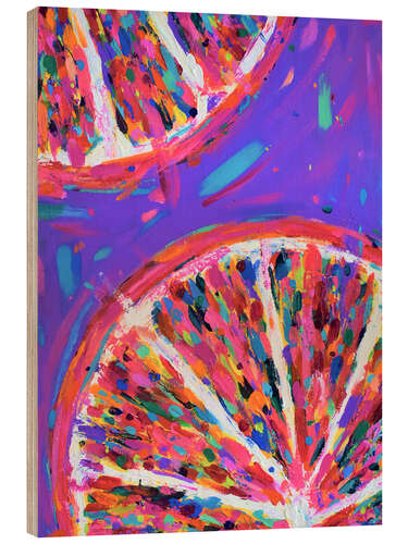 Tableau en bois Pink Grapefruit Slices
