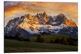 Aluminium print Wilder Kaiser at sunrise