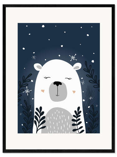 Gerahmter Kunstdruck Winterbär