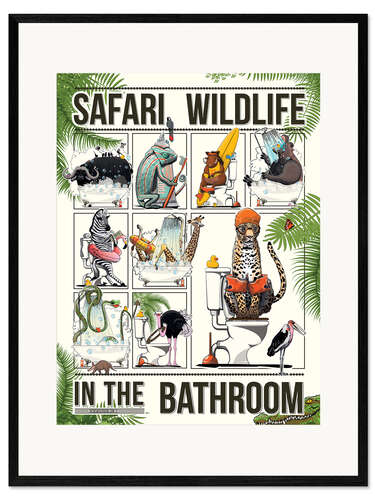 Impression artistique encadrée Safari Wildlife in the Bathroom