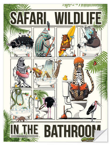 Naklejka na ścianę Safari Wildlife in the Bathroom