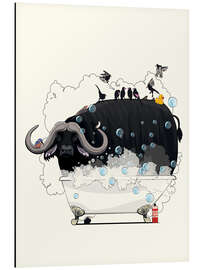 Aluminium print Buffalo in the Bath