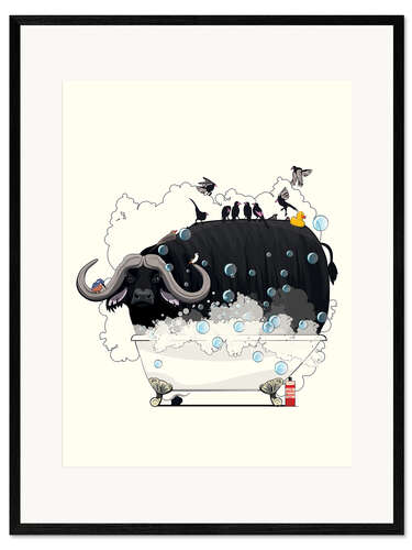 Framed art print Buffalo in the Bath