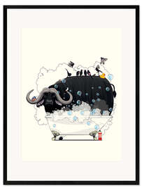 Framed art print Buffalo in the Bath