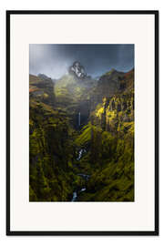 Gerahmter Kunstdruck Schönes Licht im Mulagljufur Canyon in Island