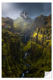 Selvklebende plakat Beautifful light in Mulagljufur canyoun in Iceland