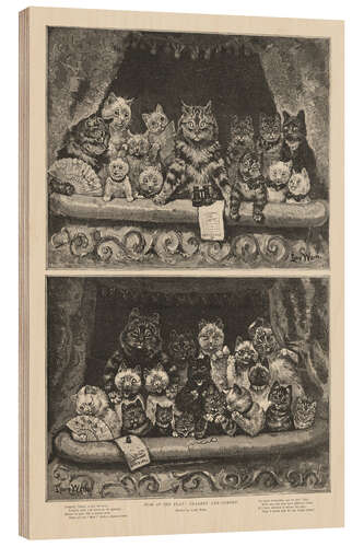 Wood print Puss at the Play, Tragedy and Comedy