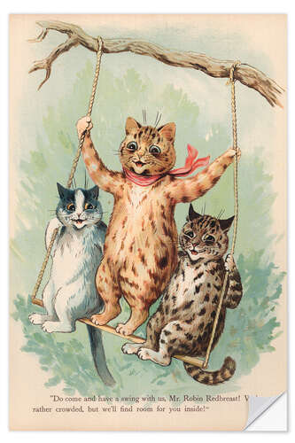 Selvklebende plakat Cats on the swing