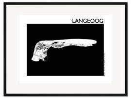 Gerahmter Kunstdruck Langeoog Karte