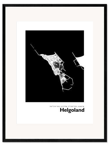 Kehystetty taidepainatus Heligoland map