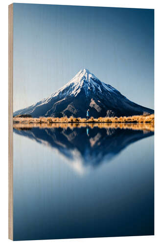 Wood print Mont Taranaki New Zealand